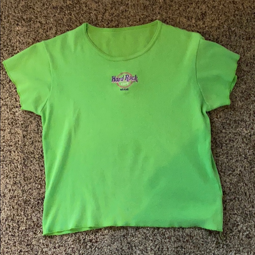 S/M Lime Green Vintage Hard Rock Cafe Miami Tshirt